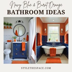 navy blue and burnt orange bathroom ideas