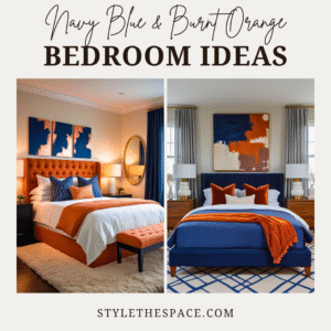 navy blue and burnt orange bedroom ideas