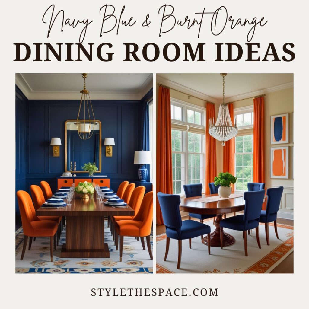 navy blue and burnt orange dining room ideas