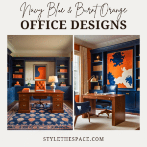 navy blue and burnt orange home office ideas