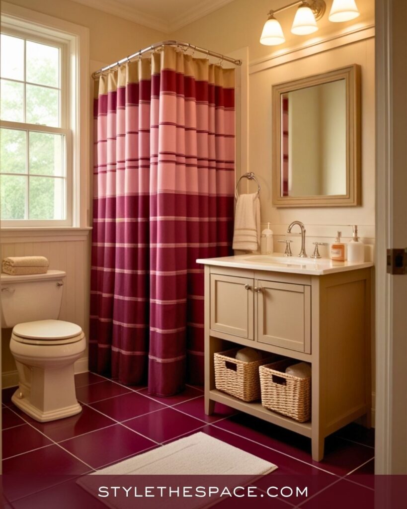 Modern Beige and Burgundy Bathroom Inspiration