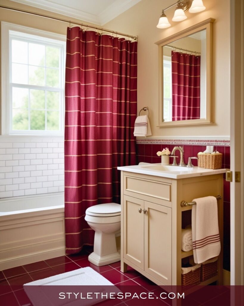 Chic Beige and Burgundy Bathroom Style