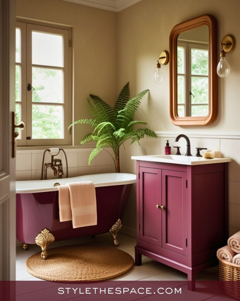Chic Beige and Burgundy Bathroom Inspiration