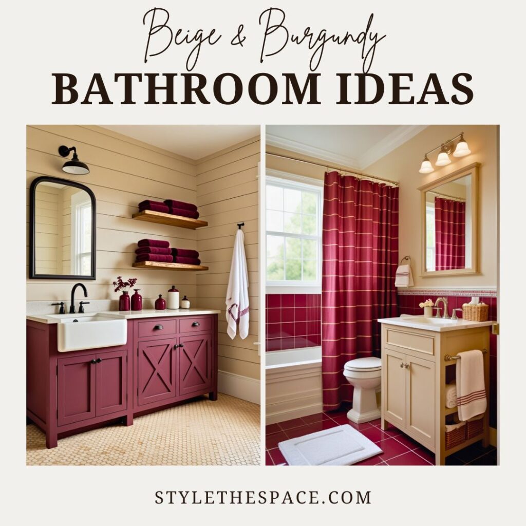 Beige and Burgundy Bathroom Ideas
