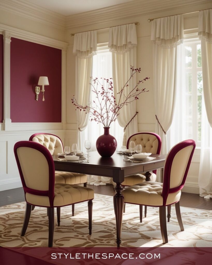Elegant Beige and Burgundy Dining Room Inspiration