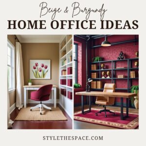 Beige and Burgundy Home Office Ideas