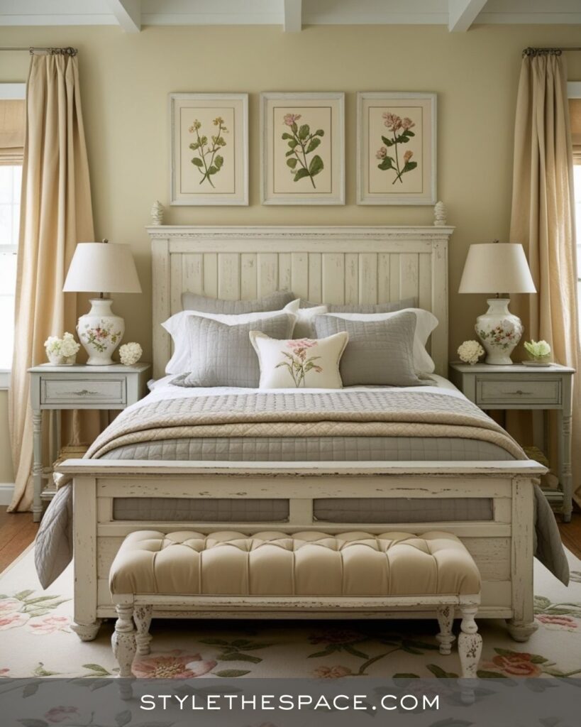 Charming Beige and Grey Cottage Bedroom