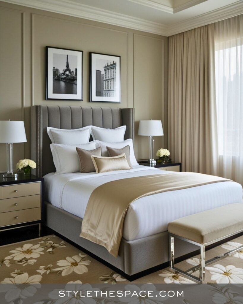 Soft Beige and Grey Bedroom Look