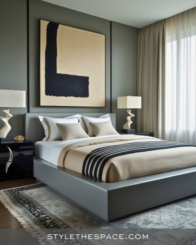 Contemporary Beige and Grey Bedroom Design