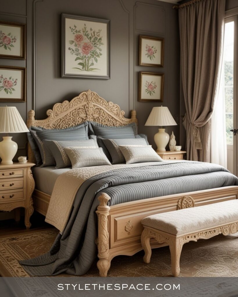 Vintage Beige and Grey Bedroom Inspiration