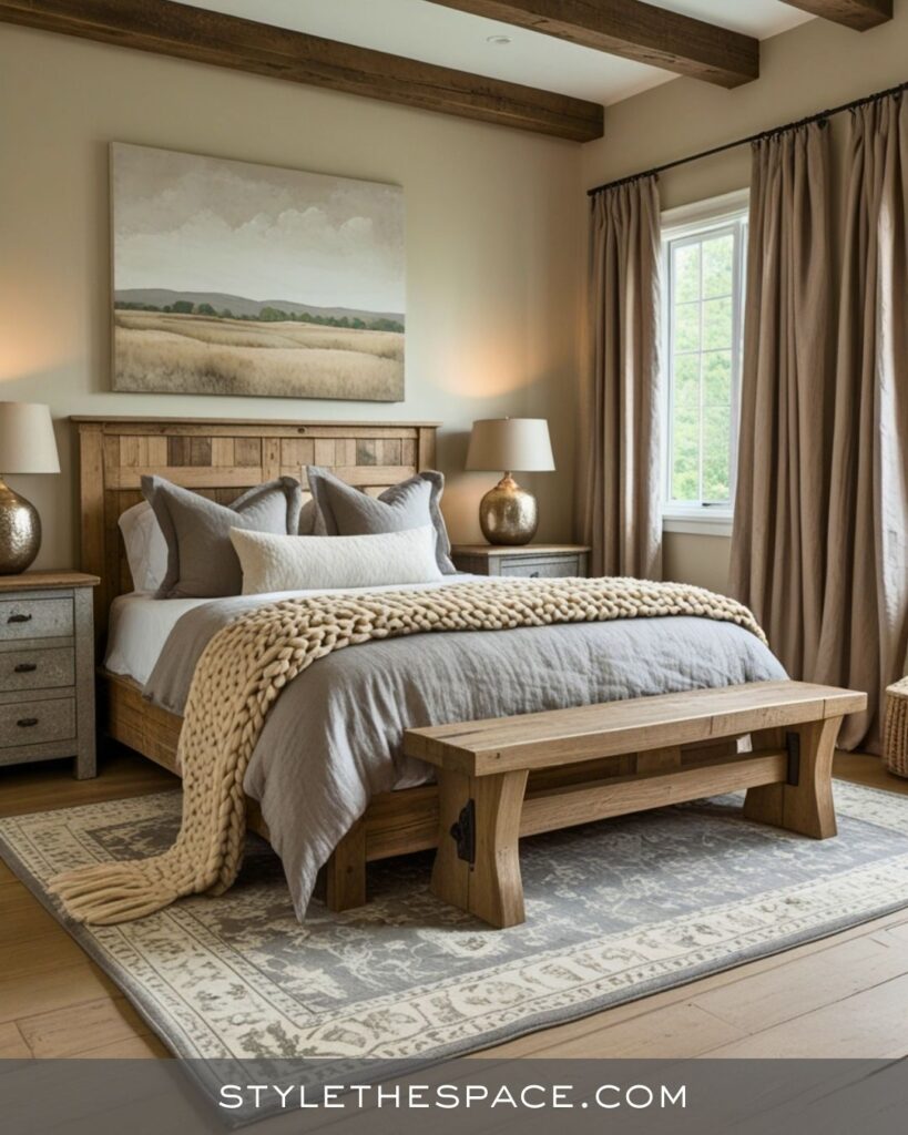 Cozy Beige and Grey Bedroom Style