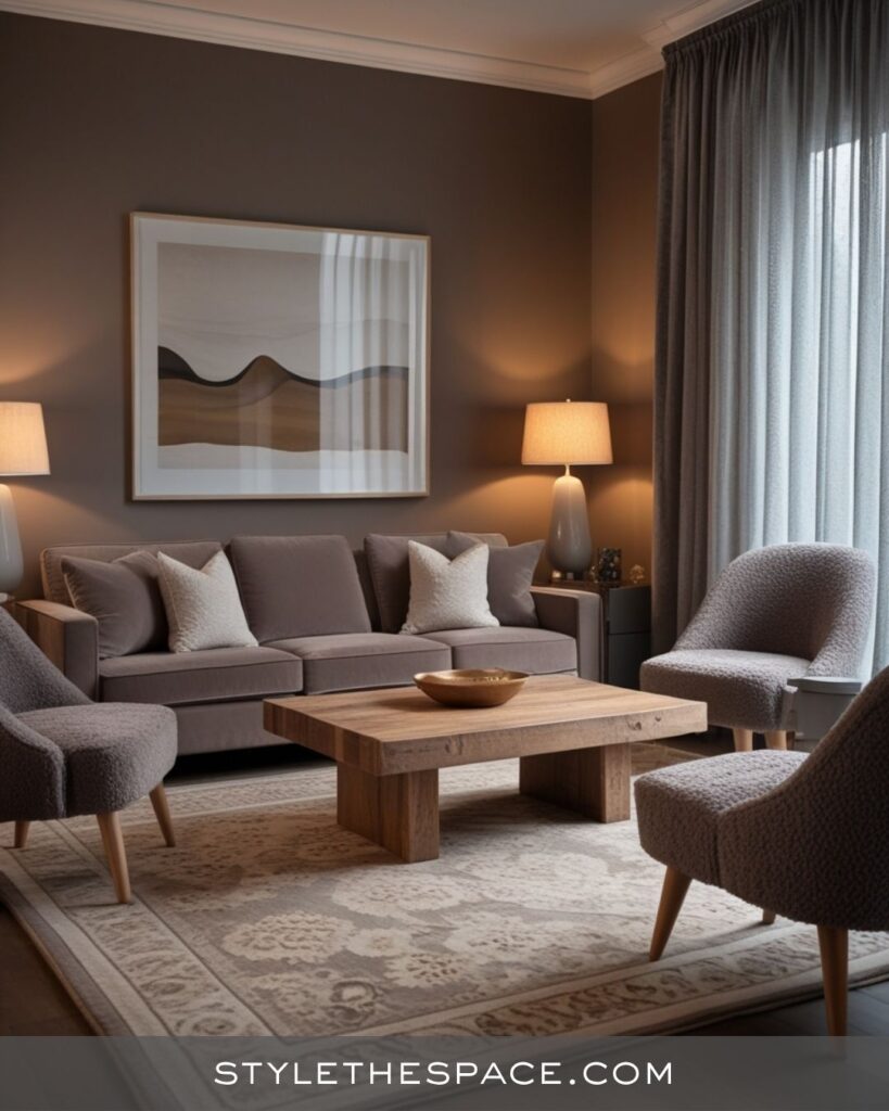 Warm and Cozy Beige and Grey Living Room With Natural Texture