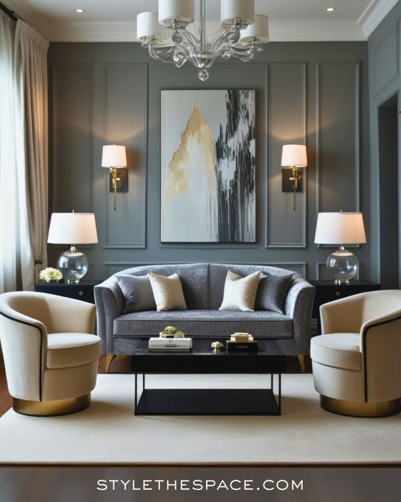 Stylish Beige and Grey Living Room With a Modern Classic Feel