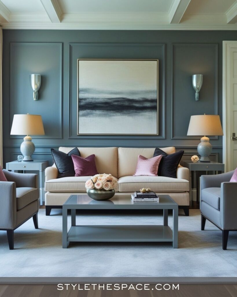 Elegant Beige and Grey Living Room With Soft Color Accents