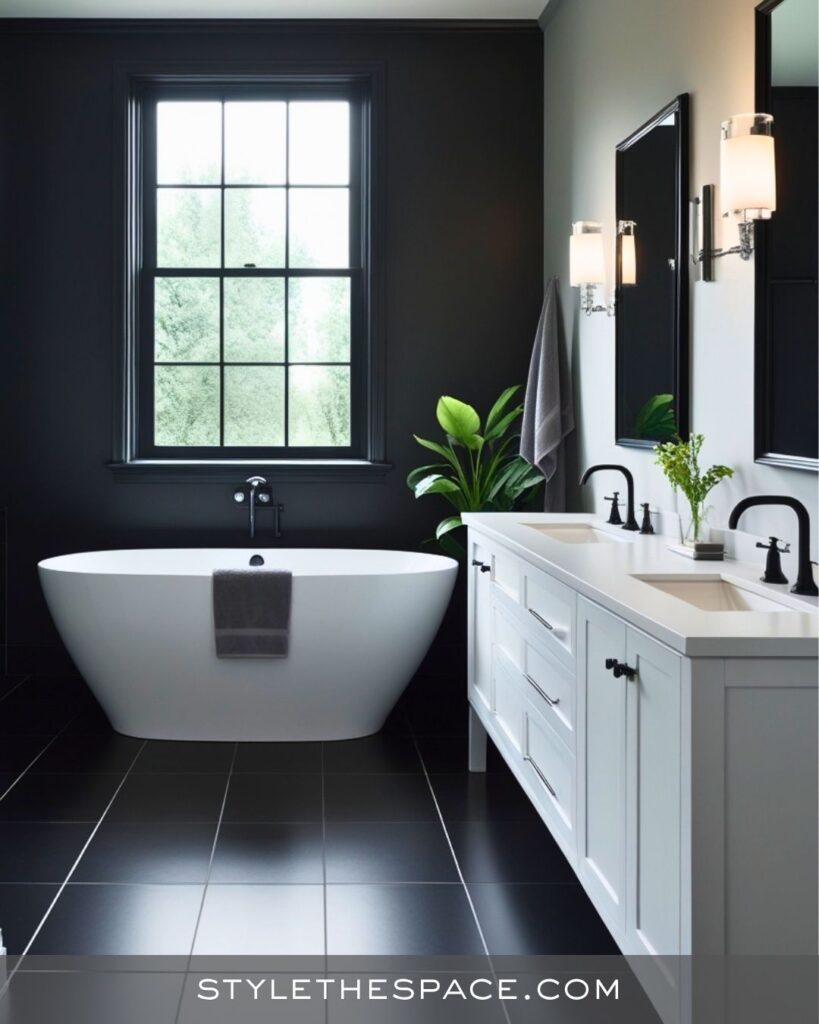 black, white and gray bathroom