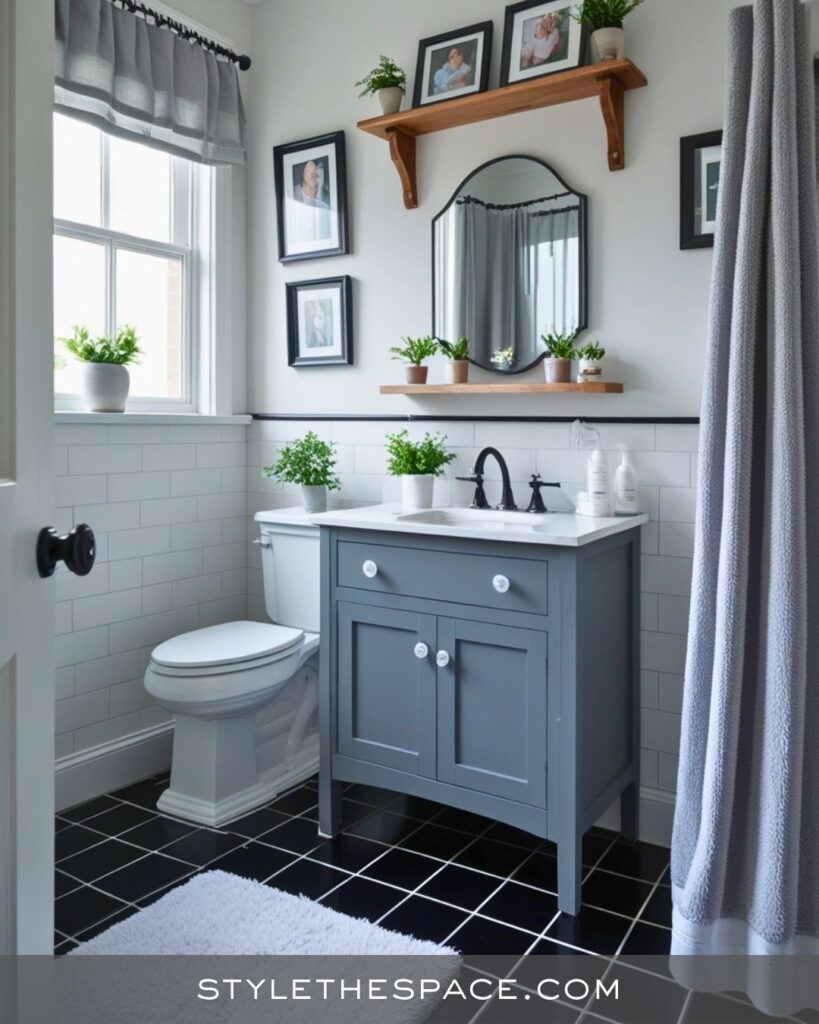 black, white and gray bathroom