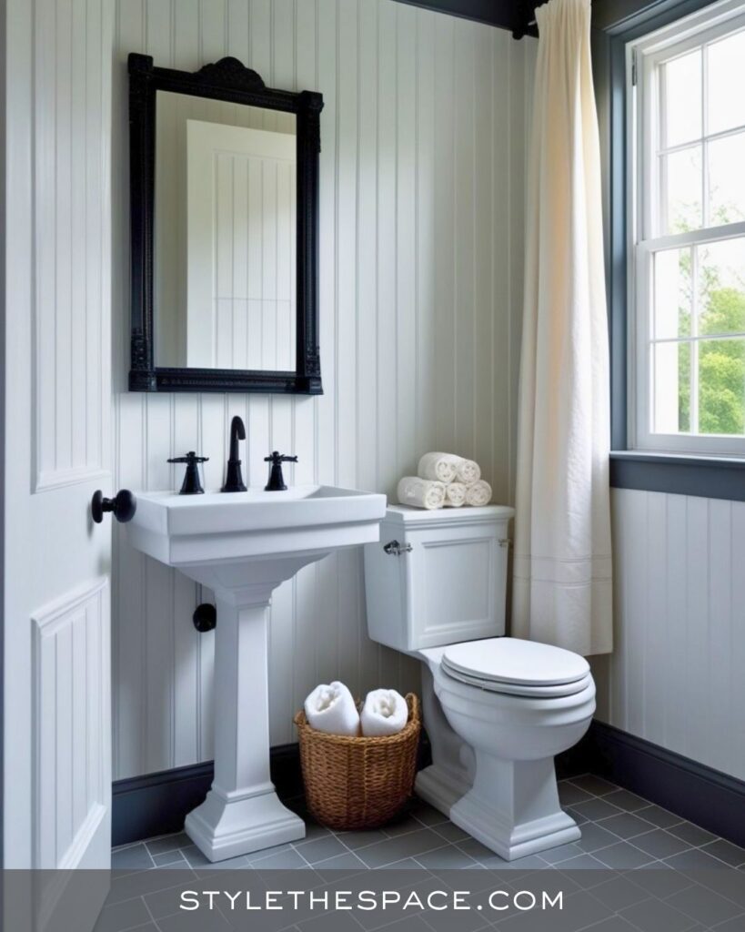 black, white and gray bathroom