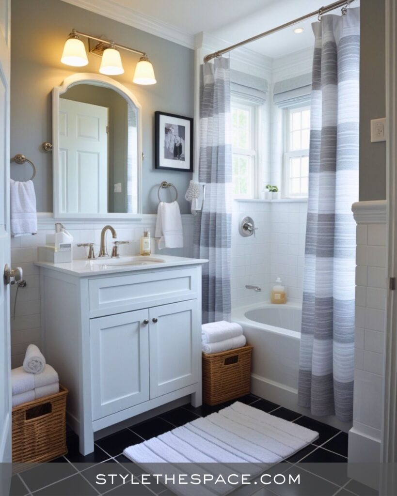 black, white and gray bathroom