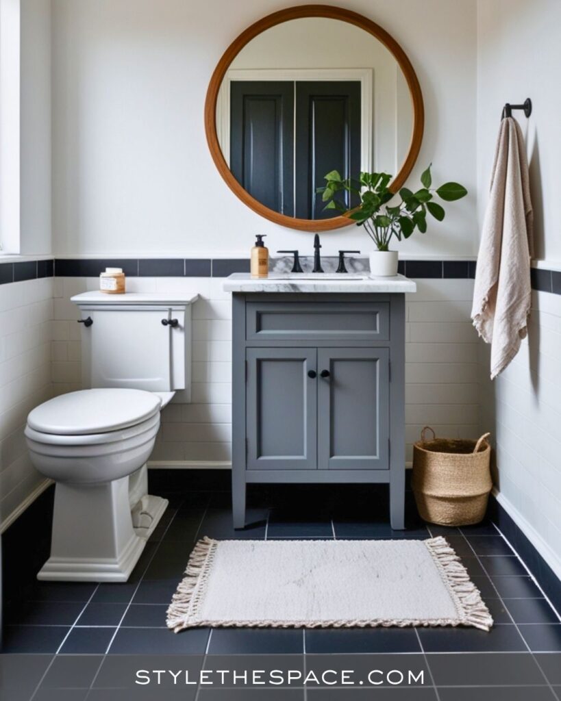 black, white and gray bathroom