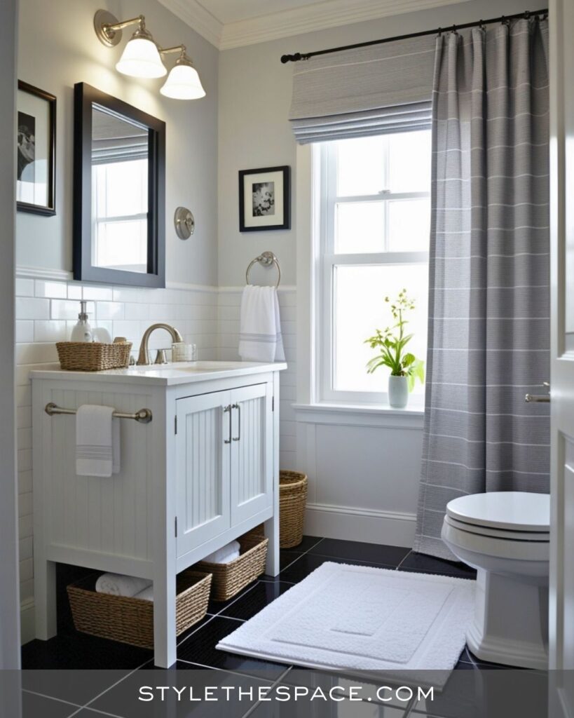 black, white and gray bathroom