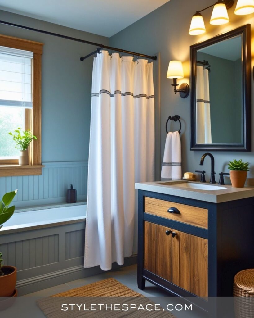 black, white and gray bathroom