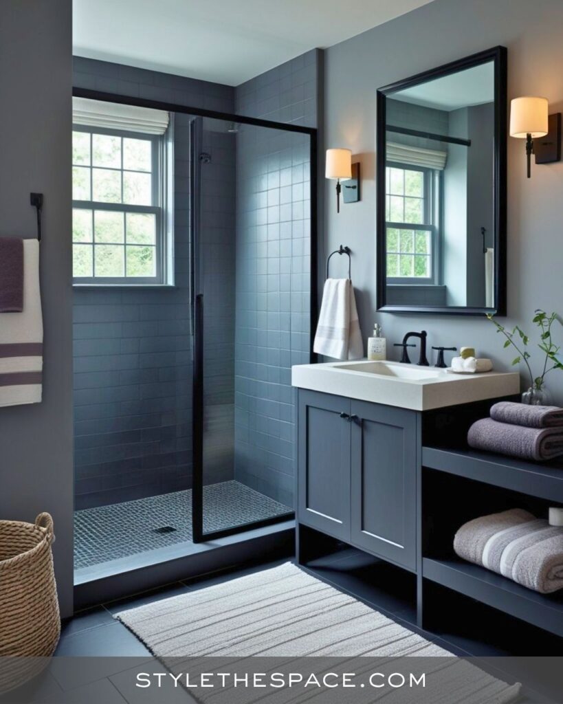 black, white and gray bathroom