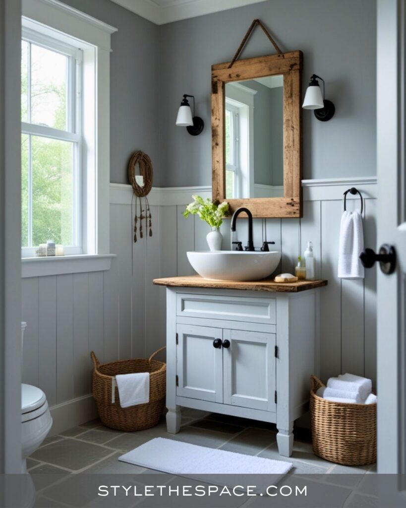 black, white and gray bathroom