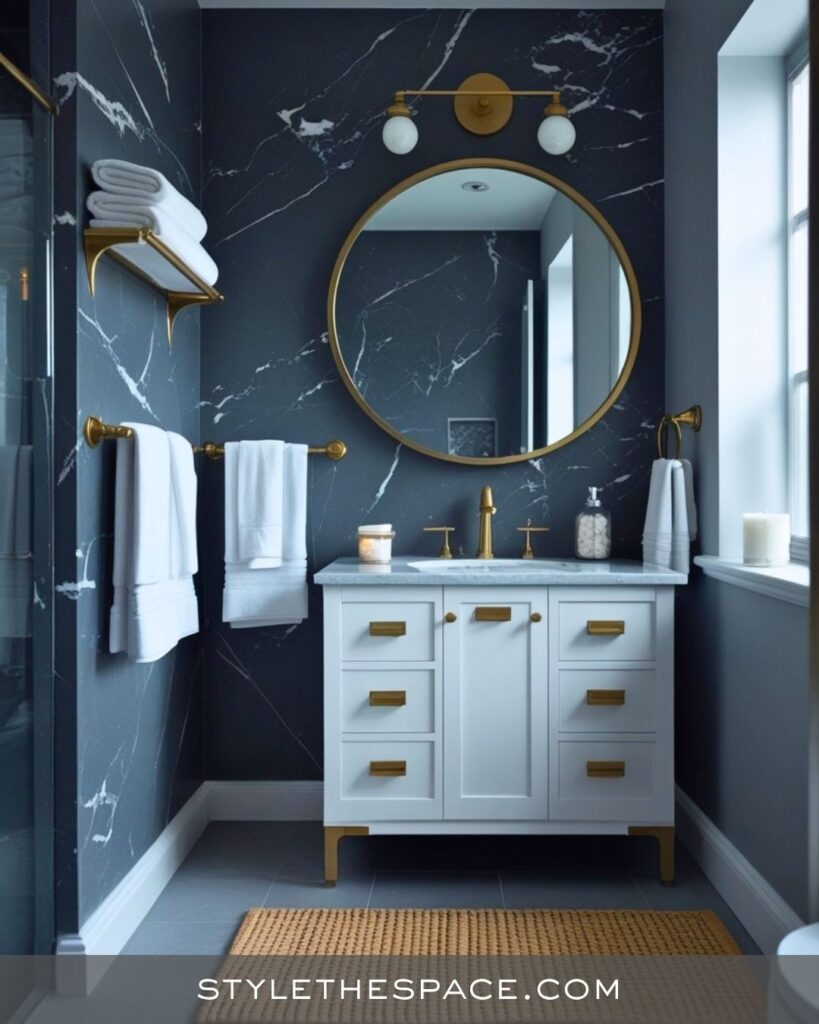 black, white and gray bathroom