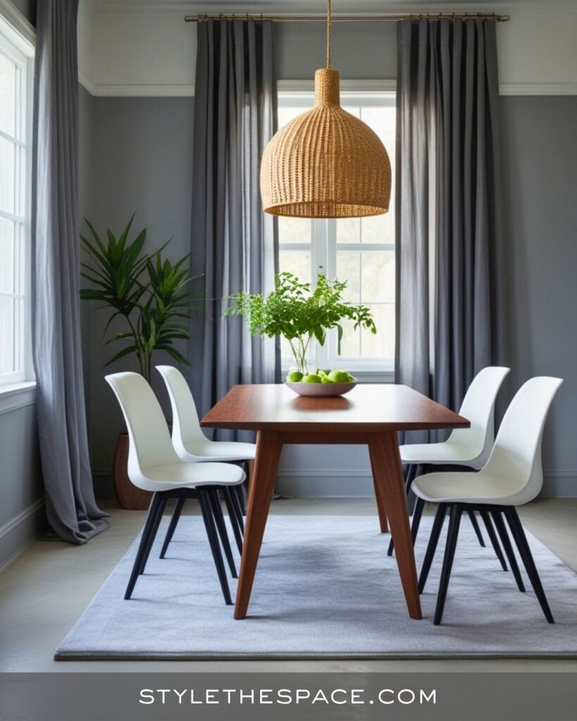 black, white and gray dining room