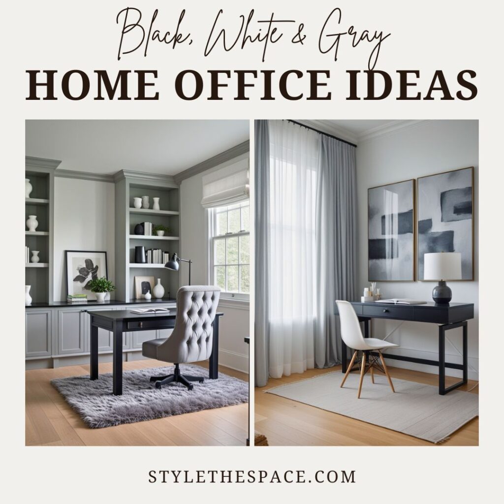 black, white and gray home office ideas