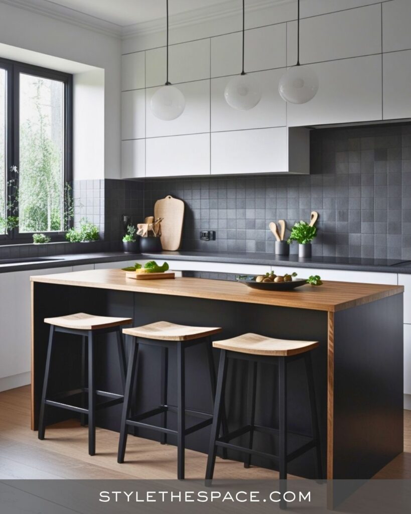 black, white and gray kitchen