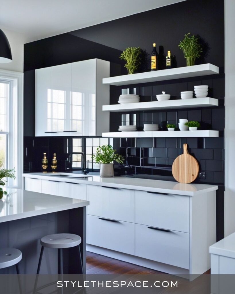 black, white and gray kitchen