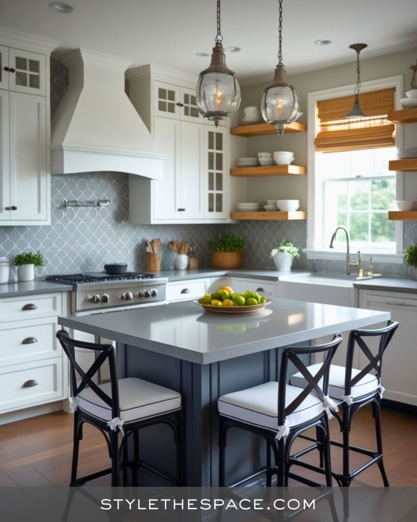 black, white and gray kitchen