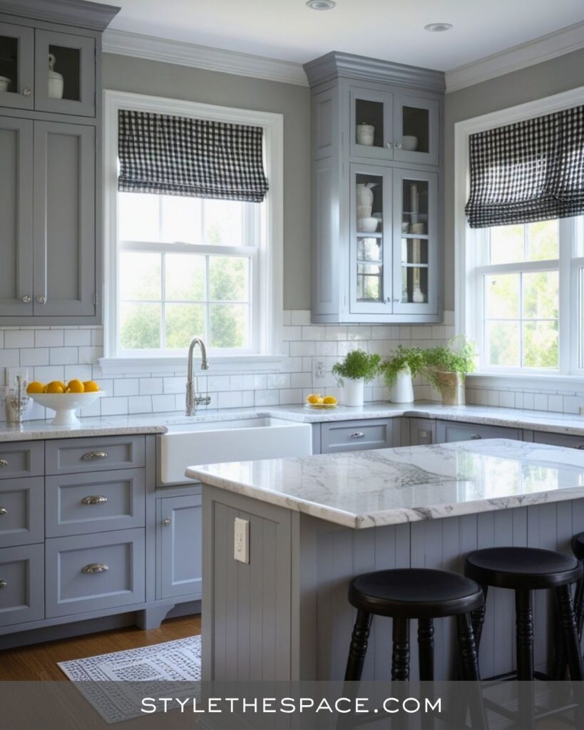 black, white and gray kitchen