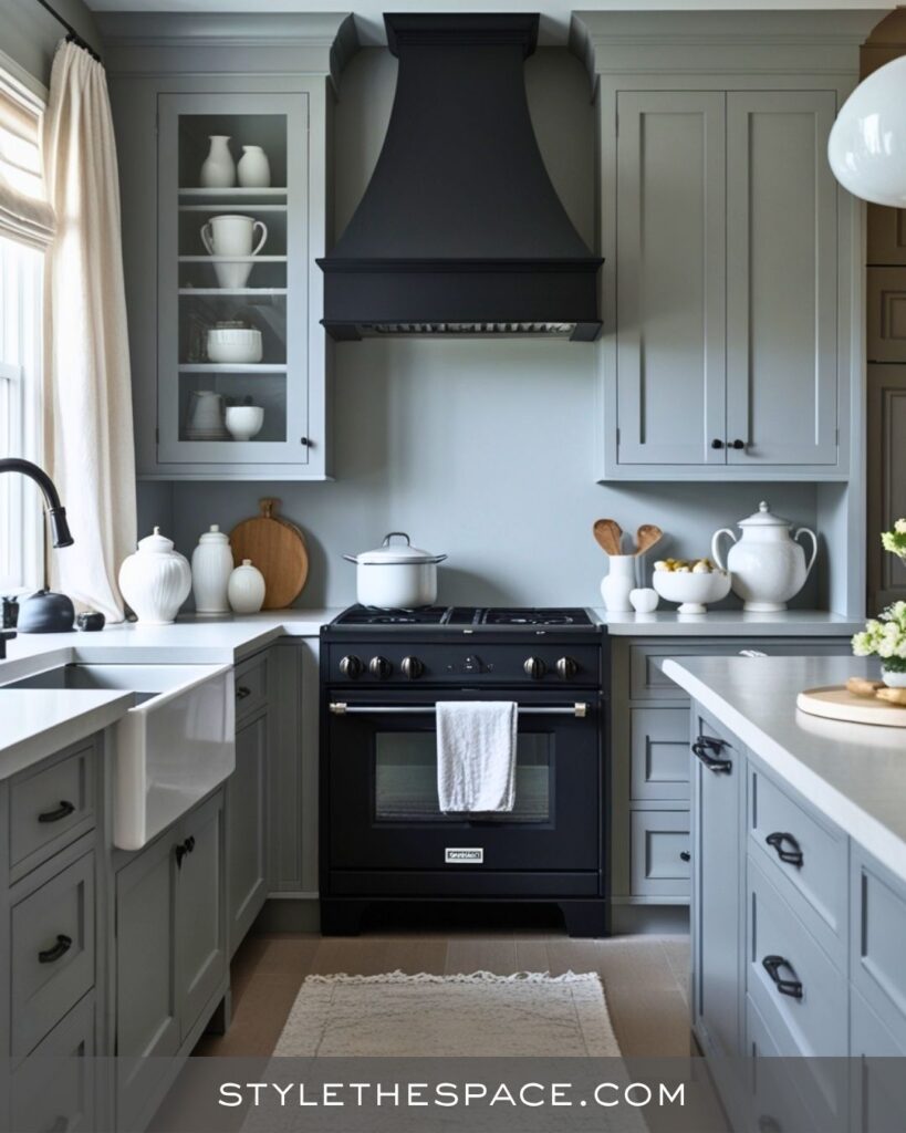 black, white and gray kitchen
