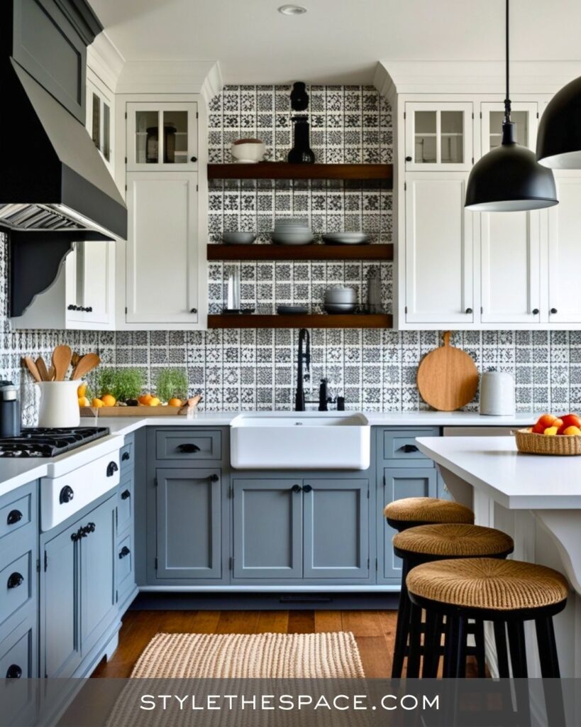 black, white and gray kitchen