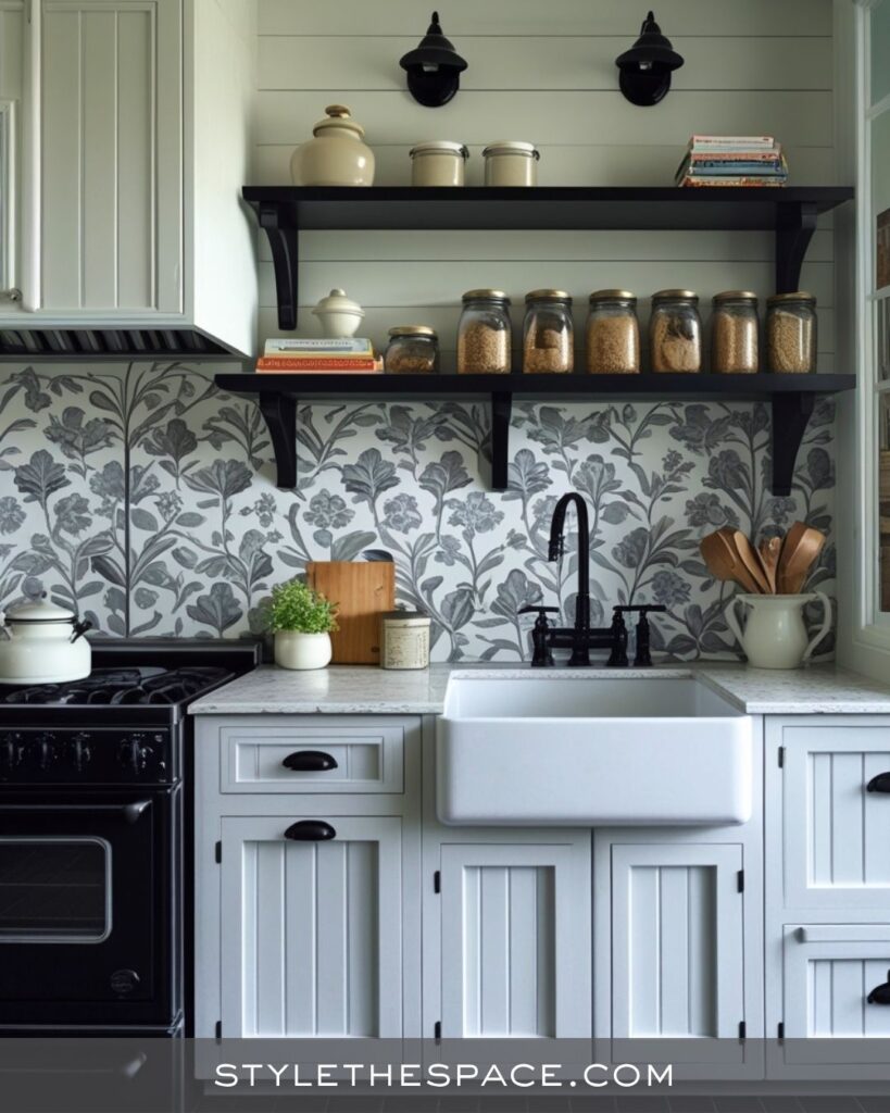 black, white and gray kitchen