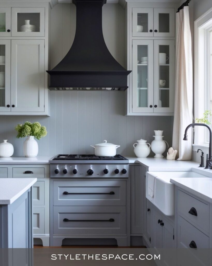 black, white and gray kitchen
