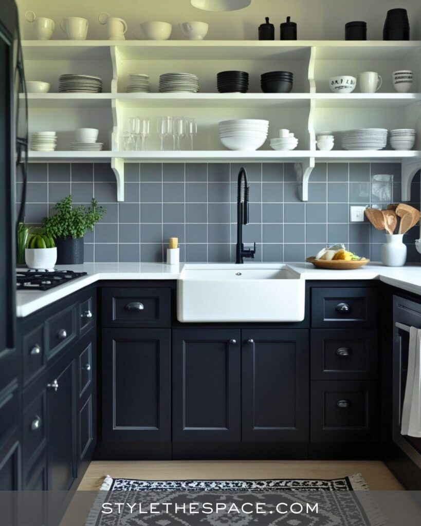 black, white and gray kitchen
