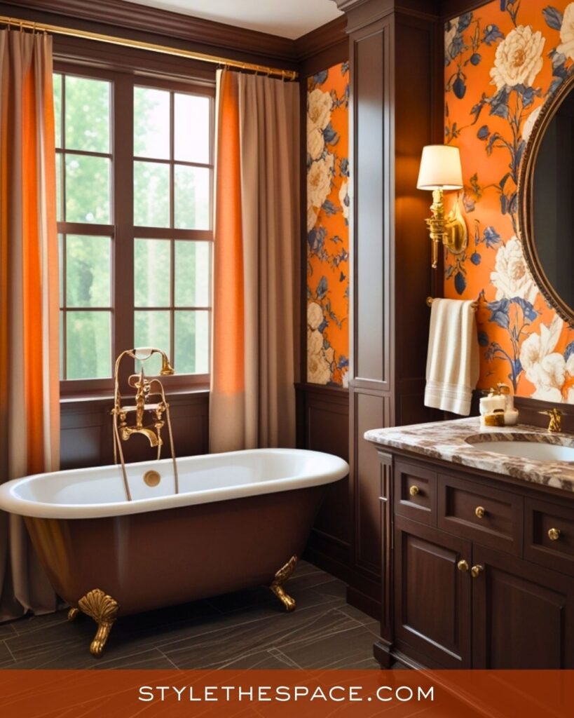 Classic Burnt Orange Floral Bathroom