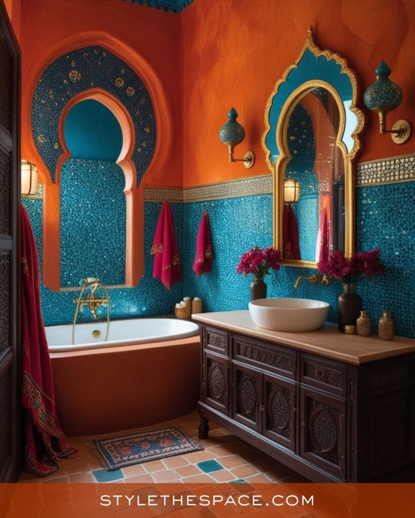 Moroccan-Inspired Burnt Orange Bathroom