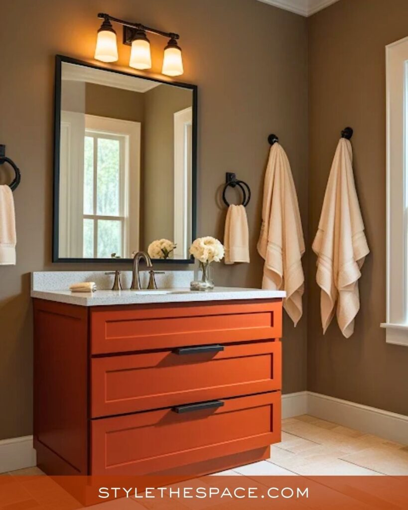Warm Burnt Orange Vanity Bathroom