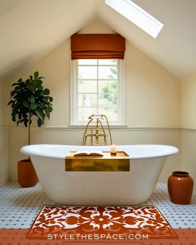 Bright Burnt Orange Accent Bathroom