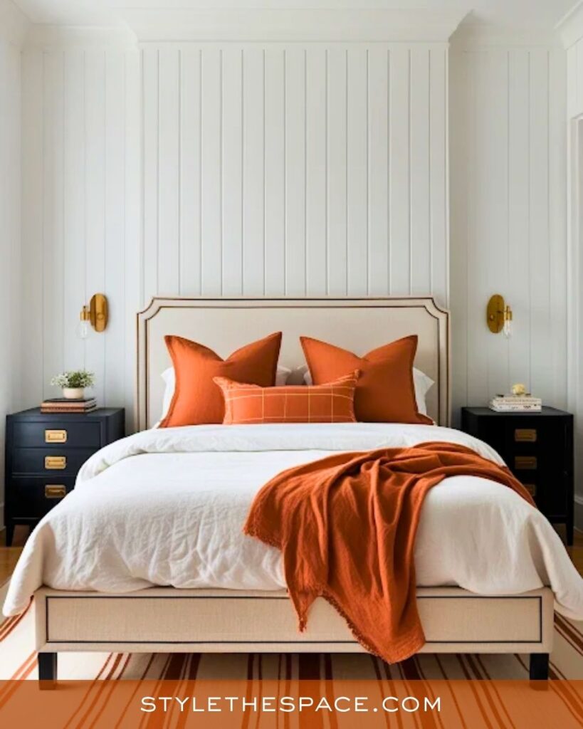 Clean and Bright Burnt Orange Bedroom Style