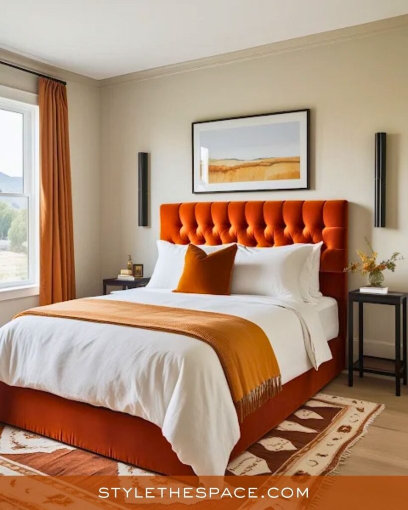 Bright and Modern Burnt Orange Bedroom Look