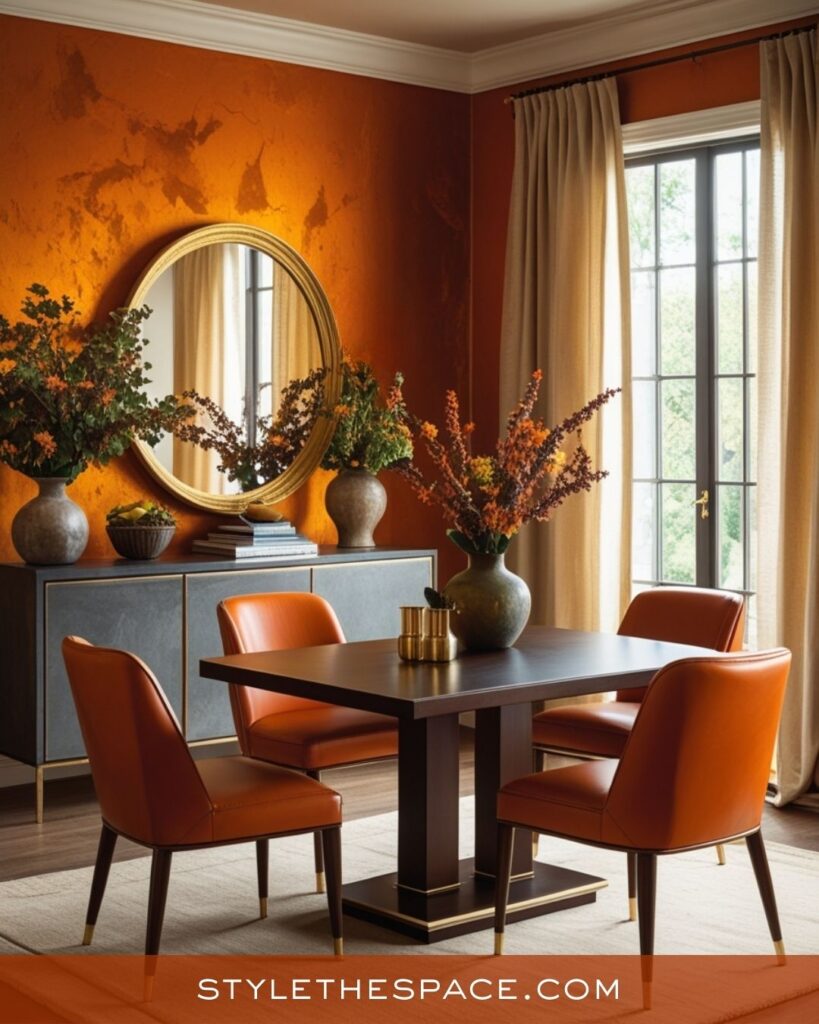 Luxurious Burnt Orange Dining Room Style
