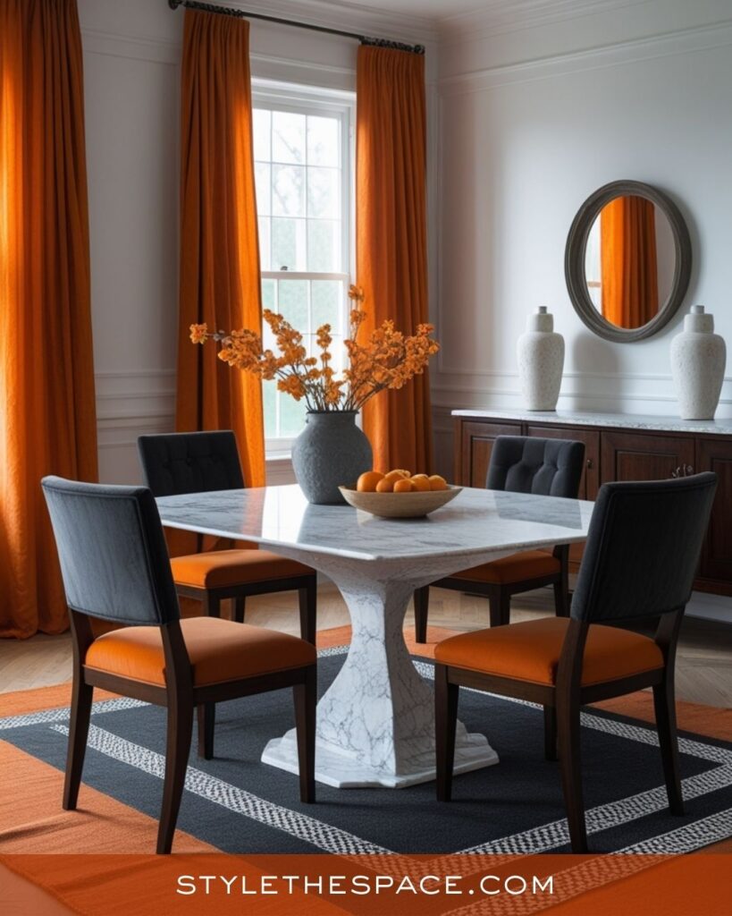 Modern Burnt Orange Dining Room Style