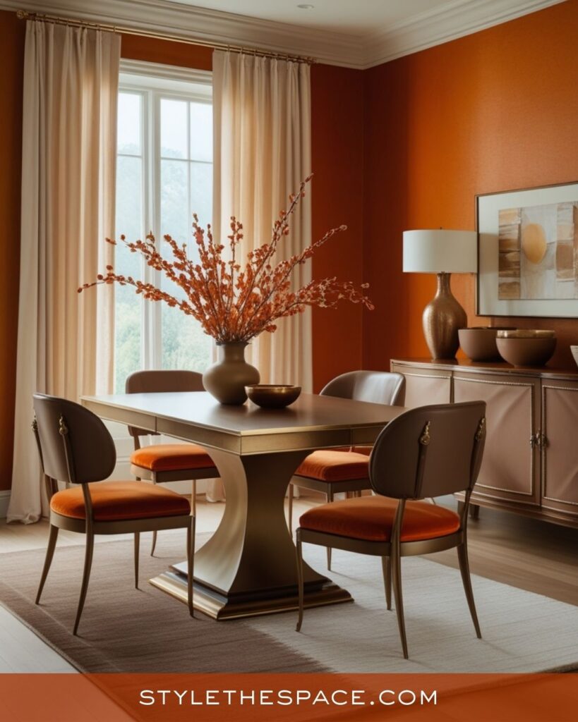 Elegant Burnt Orange Dining Room Design