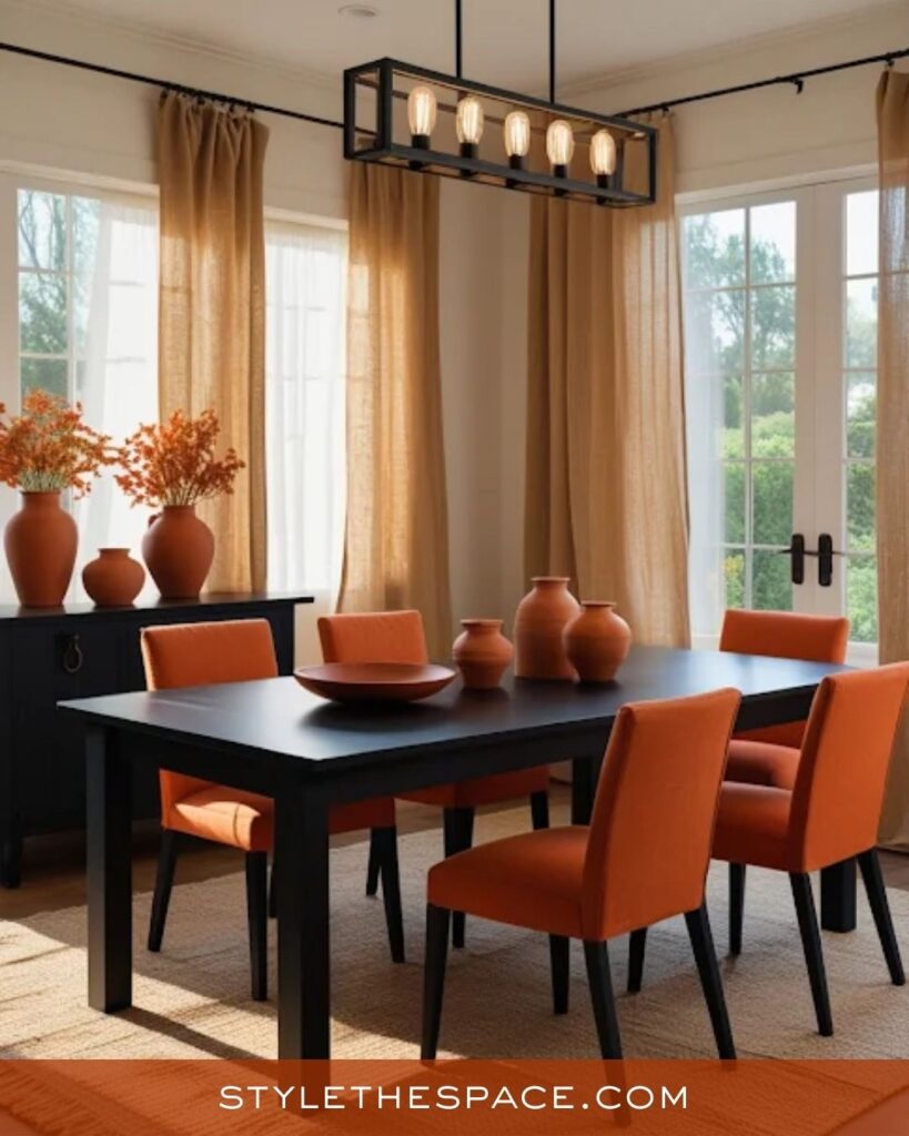 Simple Burnt Orange Dining Room Decor