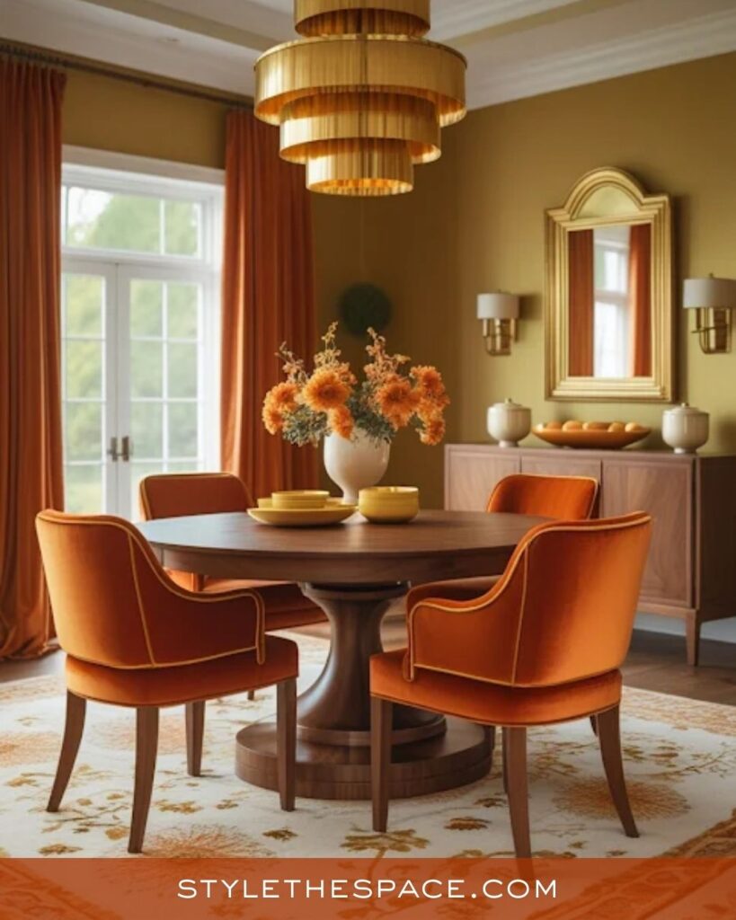 Warm Burnt Orange Dining Room Style